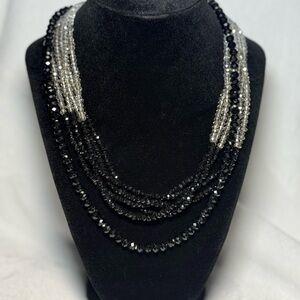 Elegant Black and Silver Beaded Necklace